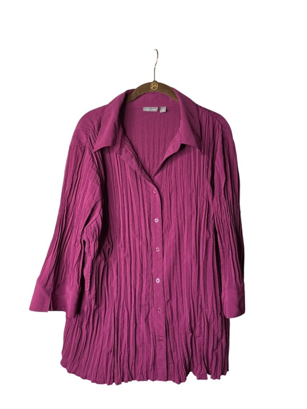 Apt 9 Woman Plus Size Button Front Blouse Top Size 2X Crinkle Purple